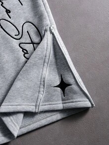 PAVTROS Men's Casual Fashion Street Hooded Sweatshirt With Embroidered Letter Kangaroo Pocket & Thermal Lined, Paired With Drawstring Waist Wide Leg Sweatpants Set, Suitable For Autumn/Winter Hoodie And Sweatpants Set Designer Sweatsuit Mens Jogger Set Mens Sweatsuit Set, - Grey - View 12