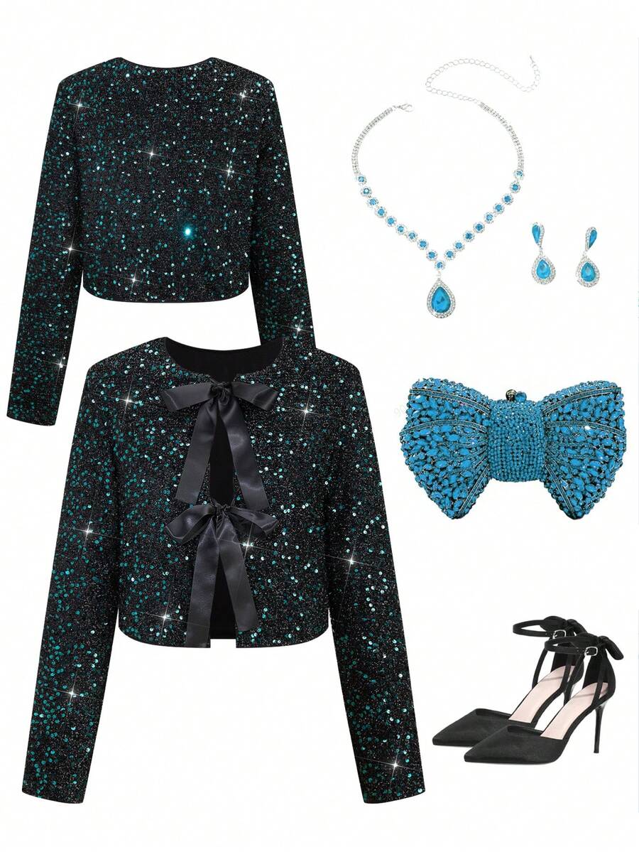 Ellevyn Chaqueta de Navidad con cordones de doble uso, elegante para fiestas en otoño/invierno