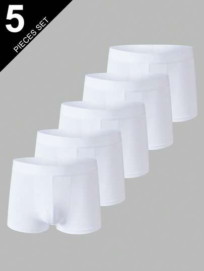 Velminro 5pcs Cotton Men's Boxer Briefs, White