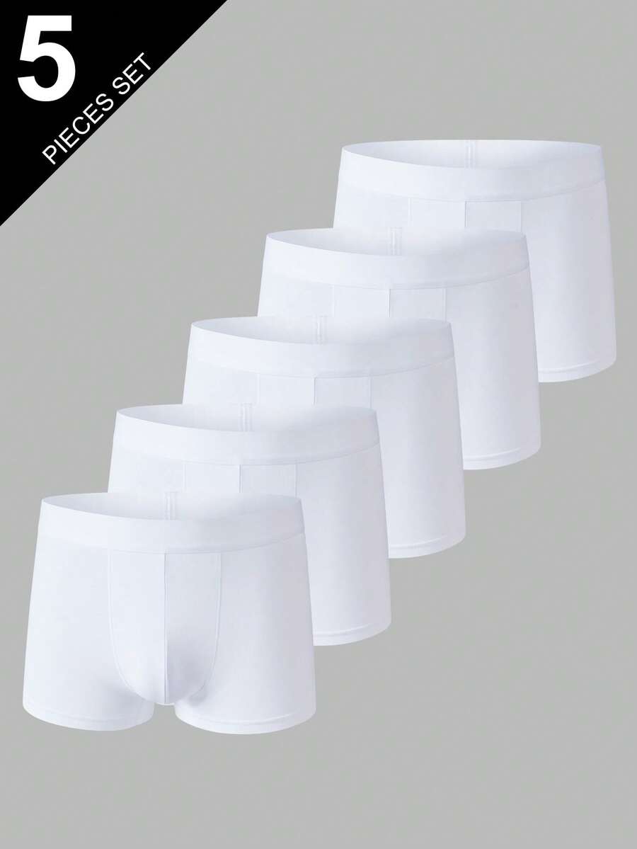 Velminro 5 pezzi Boxer da uomo in cotone, bianchi - Bianco - Visualizzare 1