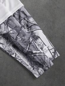 PAVTROS Men's Casual Two Pieces Set: Long Sleeve T-Shirt And Tree Branch Print Double-Layer Waistband Pants, Autumn Mens 2 Piece Pants Set Mens Grey And White Set Mens Jogger Set Man 2 Piece Set 2 Piece Set Men Street,A Stylish Streetwear Versatile Item, Perfect As A Gift For Your Boyfriend. - Multicolor - View 7