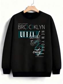 Hombre004 Sudadera de cuello redondo de moda Parte superior de ropa para casa, cómoda y abrigada cálida para otoño e invierno, con envío local desde México Polo de calle original con estampado de BROOKLYN URBAN DISTRICT y NEW YORK city, estilo urbano atemporal para destacar en cualquier ocasión - Negro - Ver 1