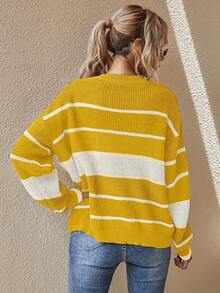 EMERY ROSE Women's Latest Fashion Comfortable Christmas Color Block Pullover Sweater - Multicolor - View 2