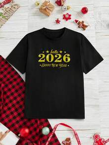 Manfinity NXTstreet Camiseta de manga corta casual de verano para hombres con gráfico de letras y números - Negro - Ver 3