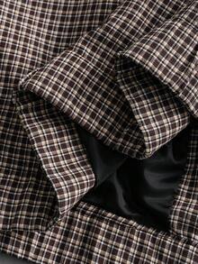 TOKVUE Chaqueta casual para hombre, chaqueta holgada con cremallera y estampado a cuadros de estilo callejero INS, adecuada para todas las estaciones, apropiada para festivales de música y combinación diaria, regalo para novio/esposo, Y2K - Caqui - Ver 4