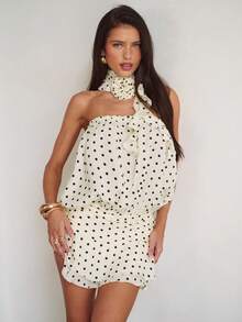 Aloruh 女士优雅3D立体花卉装饰抹胸腰部荷叶边下摆迷你波点度假约会连衣裙，女士约会连衣裙，女士夜间外出连衣裙，女士夏季连衣裙，女士蜜月装，女士婚礼宾客连衣裙，海岛度假装，女士婚礼宾客连衣裙，女士太阳裙，女士优雅派对连衣裙，女士生日连衣裙，女士黄色连衣裙，女士海滩度假装，女士度假连衣裙，女士可爱连衣裙，女士夏季连衣裙 - 彩色 - 查看 5