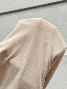 SHEIN 刺绣圆领休闲百搭孕妇短袖T恤，夏季 - 卡其色 - 查看 7