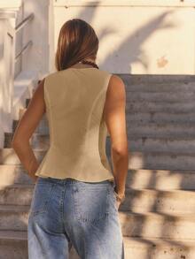 Aralina Women's Winter / Summer Sleeveless Peplum Hem Shirt Suitable For Work Or The Office Elegant Top For Women Casual Top Party Top Cute Going Out Top Everyday Wear