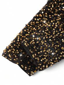 Ellevyn Lace-Up Two-Way Wear Christmas Jacket, Elegant For Party In Autumn/Winter - Gold - View 4