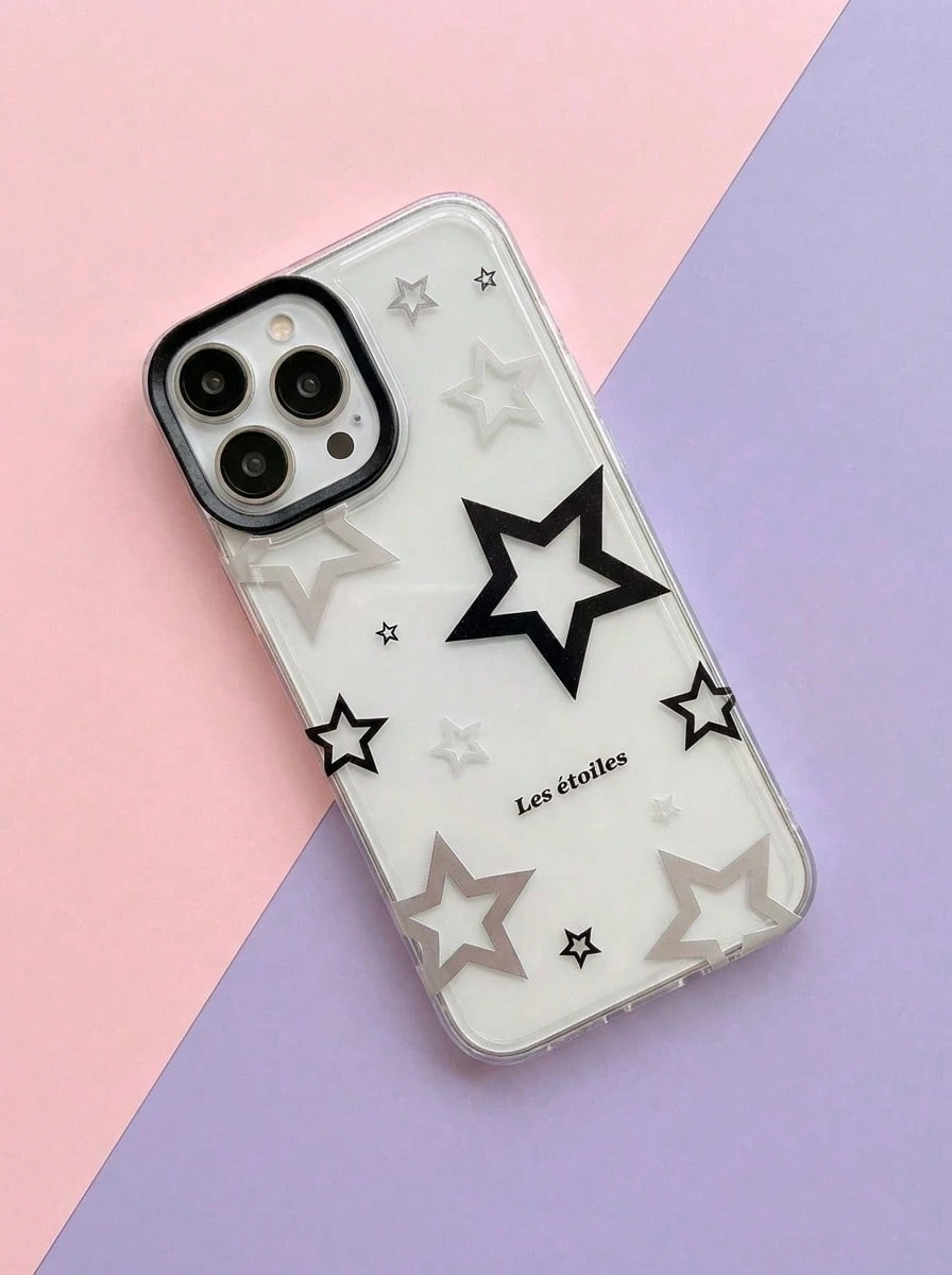 Joivida 苹果 2000 年代时尚 Y2k 1 件透明灰黑银星空手机壳防水防震防摔防刮 - 彩色 - 查看 1