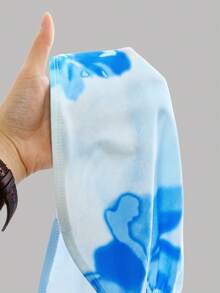 SHEIN Tween Girls Cute Blue All Over Print Ruched Tube Top And Maxi Skirt Co-Ord Set In Polyester - Blue - View 6