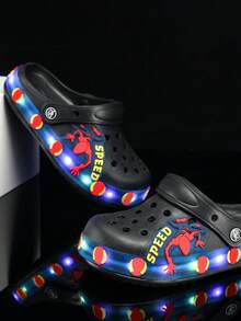 Sandalias chanclas luz LED de verano invierno niño comodos para deporte navidad y playa - Negro - Ver 2