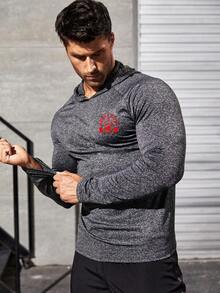 Gym Rark Áo nỉ trùm đầu in chữ Muscle Man dành cho nam - Màu xám đen - Xem 4