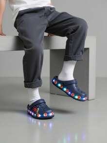 Sandalias chanclas luz LED de verano invierno niño comodos para deporte navidad y playa - Azul Marino - Ver 5