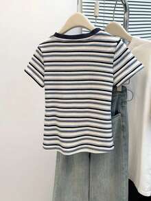 Resyla Women's Fitted Crew Neck Short Sleeve T-Shirt With All-Over Digital Print - Multicolor - View 2