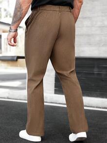 Manfinity CasualCool Men's Casual Everyday Commute Fashion Street Corduroy Slant Pocket Straight Leg Pants, Brown, Autumn/Winter Cargo Joggers Men Men Cargo Pants Men Pants Brown Cargo Pants Men S Cargo Sweat Pants Old Money,Daily Leisure, Weekend Trips, Outdoor Activities, Travel Expeditions, Relaxed Work Environments Or Semi-Formal Occasions, Boyfriend/Husband Gift, Anniversary /Birthday Gift Party Christmas New Years - Brown - View 2