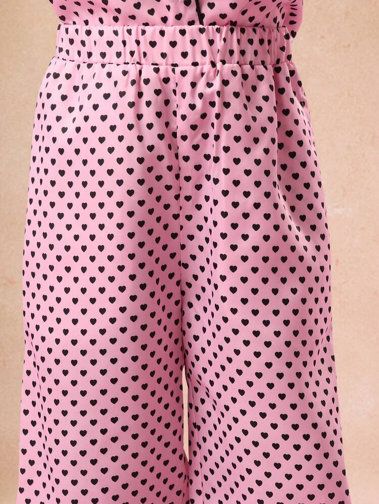 Heart Polka Dot Button Up Pajama Set