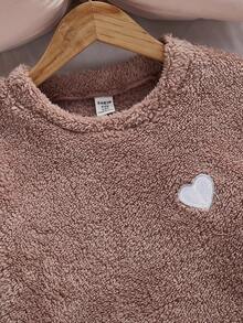 Plaid Kids' Heart Pajama Set, 2 Pieces - Crew Neck Long Sleeve With Long Pants