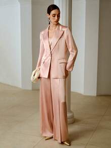 ZEYLAH Elegant Satin Blazer, Romantic For Spring/Summer, Suitable For Valentine's Day - Pink - View 5