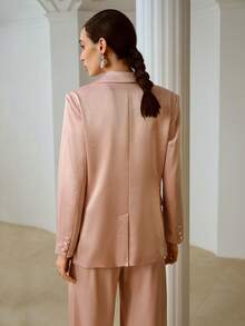 ZEYLAH Elegant Satin Blazer, Romantic For Spring/Summer, Suitable For Valentine's Day - Pink - View 6
