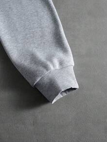 PAVTROS Men's Casual Fashion Street Hooded Sweatshirt With Embroidered Letter Kangaroo Pocket & Thermal Lined, Paired With Drawstring Waist Wide Leg Sweatpants Set, Suitable For Autumn/Winter Hoodie And Sweatpants Set Designer Sweatsuit Mens Jogger Set Mens Sweatsuit Set, - Grey - View 7