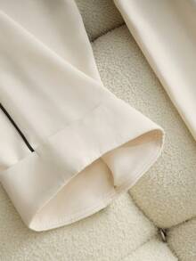 Franclia 女士新款纯色高腰显瘦斜插口袋直筒裤 - 杏色 - 查看 4