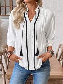 EMERY ROSE 夏季外出上衣 女式衬衫 - 白色 - 查看 7