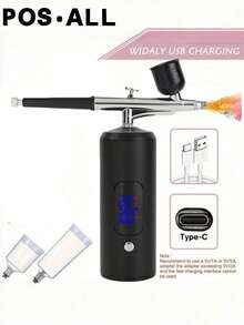 Bộ dụng cụ phun sơn có máy nén - Màn hình kỹ thuật số, Điều chỉnh 3 tốc độ, Pin lithium 500mAh có thể sạc lại, Sạc USB, Máy phun sơn không dây dùng cho làm móng tay, trang điểm, sơn, trang trí - Nhiều màu - Xem 10