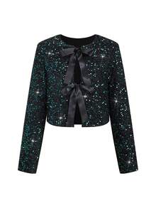 Ellevyn Chaqueta de Navidad con cordones de doble uso, elegante para fiestas en otoño/invierno