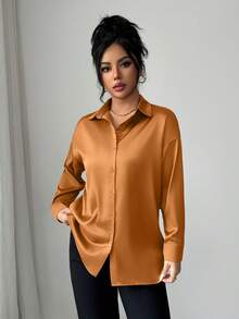 Mulvari 勃艮第红女士长袖衬衫 - 卡其色 - 查看 10