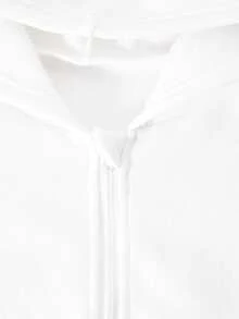 SHEIN ChillGRL 女童白色和灰色连帽拉链休闲运动卫衣和高腰羊毛裤套装 - 白色 - 查看 6