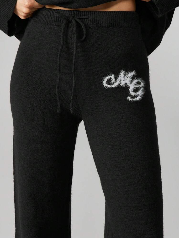 MISSGUIDED Pantalon droit en maille avec logo