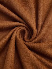 Sweetra Falda de ante vintage talla grande, falda A-line con cintura elástica y bajo asimétrico, otoño/primavera - Marrón - Ver 3