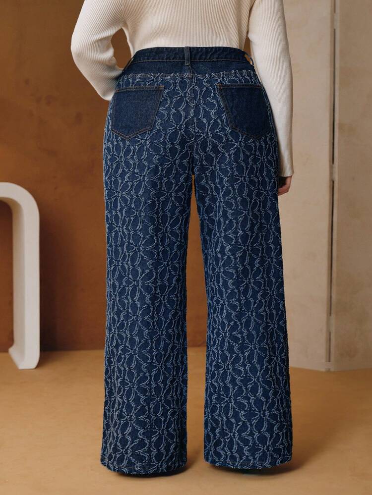 Women's Plus Size Jacquard Straight Leg Pants, Fashion, Autumn/Winter