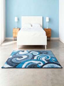 Una alfombra de área de estilo abstracto minimalista moderno con textura alta y baja, diseño bohemio, ligera, antideslizante, antimanchas, lavable, adecuada para dormitorios, salas de estar, pasillos, entradas y decoración del hogar, con felpa de cristal, 700g por metro cuadrado, base de plástico con puntos y un grosor de 5mm - Multicolor - Ver 3