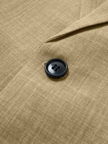 Manfinity Mode 男士太空染色口袋单排扣西装外套 - 卡其色 - 查看 6