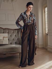 Anewsta Áo kiểu nữ thanh lịch in hoa, đa năng cho kỳ nghỉ, mùa hè, mùa thu, mùa đông, mùa xuân, năm mới, tiệc tùng, đám cưới, sang trọng, thời trang, công sở, Lễ Tạ ơn, lễ hội, ngày Valentine. - màu nâu - Xem 4