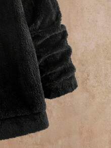 HIMLAND Black Fluffy Casual Loose Long Sleeve Hoodie For Men, Daily Wear - Black - View 5