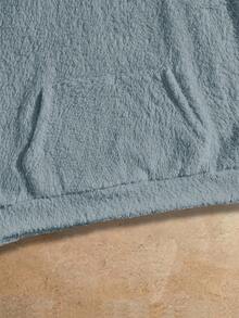 Manfinity NXTstreet 宽松男士卡通刺绣3D耳朵设计泰迪熊连帽衫 - 藍色 - 查看 4