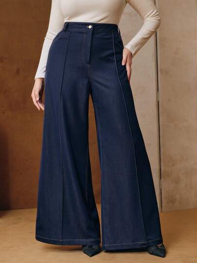 Anewsta 大码女式高腰直筒休闲裤