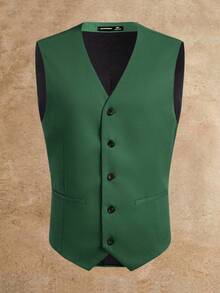 HIMLAND 男士修身休闲梭织无袖西装背心，适合春夏穿着