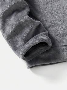 Manfinity VCAY Men's Autumn/Winter Letter Embroidered Fleece Sweatshirt And Pants Pajama Set Men And Women Matching Sets Matching Pajama Set Couple Family Matching Outfits - Grey - View 7