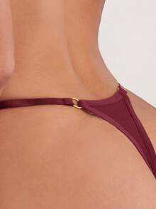 Ring Linked No Show Sexy G-String - Burgundy - View 2