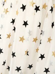 Sparklyn 黑色V领长袖网眼拼接优雅淑女派对公主休闲连衣裙 - 彩色 - 查看 4