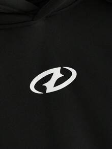 HIMLAND 男士连帽宽松长袖套头衫，秋冬款 - 黑色 - 查看 3