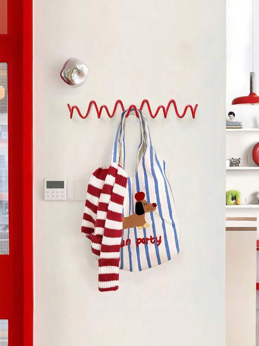 Joivida 1pc Creative Wave Design Metal Wall Hooks - Elegant Nordic-Style Coat And Hat Holders With Smooth Curved Shapes, Suitable For Home Organization, Hotel Decoration, And Fashion Store Displays. With A Simple Aesthetic Style, They Are Ideal As Valentine's Day Gifts, Valentine's Day Presents, Applicable For Renting, Installing On Walls At Home, In Wardrobes, On Doors For Storing Clothes, Scarves, Bags. - Multicolor - View 1