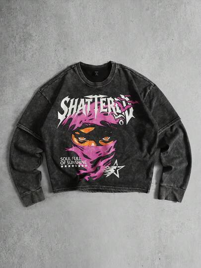 Herren Langarm T-Shirt mit Vintage-Muster