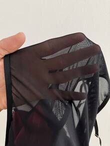 Coolane 女士秋冬四季皆宜 Y2K 哥特风狂欢装蕾丝弹力舒适不对称领口酒红色连体衣 - 酒紅色 - 查看 7