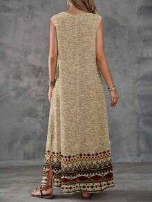 EMERY ROSE 女士V领印花复古图案无袖连衣裙 - 彩色 - 查看 2