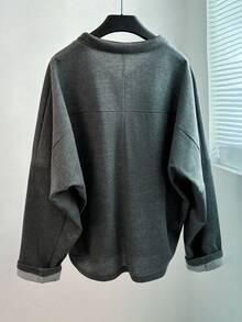 GlowEve 女士秋冬时尚都市休闲酷炫青春宽松长袖中长款街头休闲卫衣，适合毕业派对、节日活动、约会等场合 - 灰色 - 查看 2